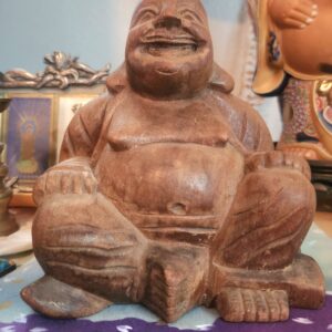 Laughing Happy Buddha Teak wood/ships free